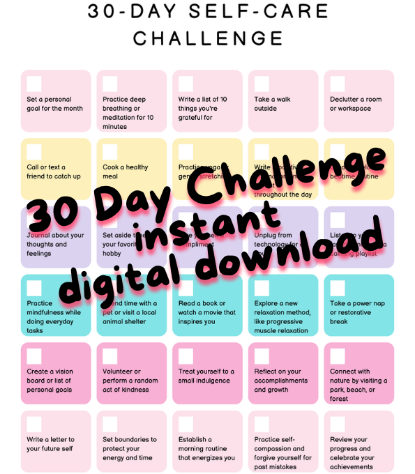 Colorful Minimalist 30 Day Self-care Challenge Planner