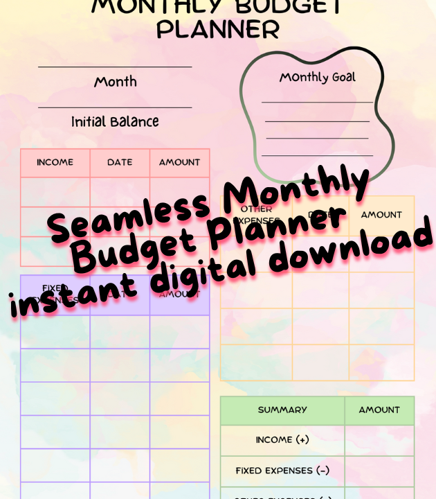 Colorful Monthly Budget Planner